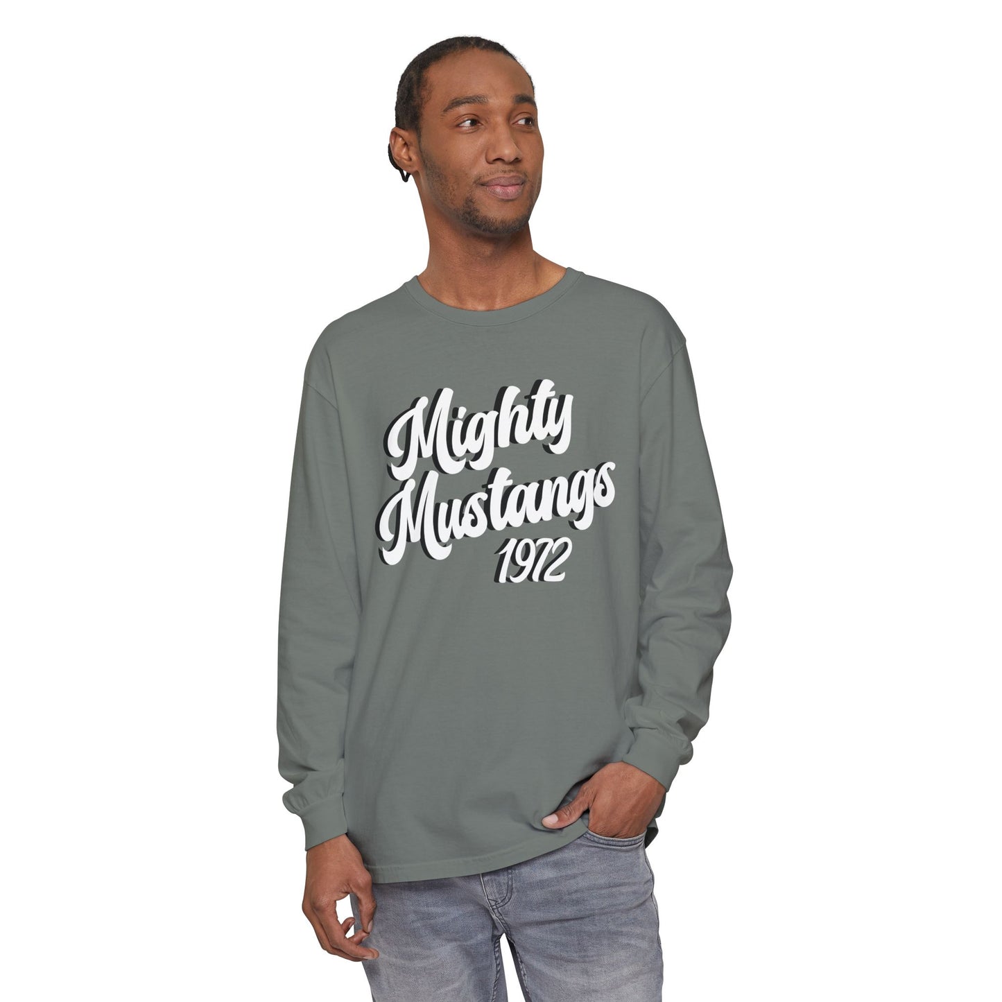 Mighty Mustangs 1972 Retro Shadowed Long Sleeve T-Shirt