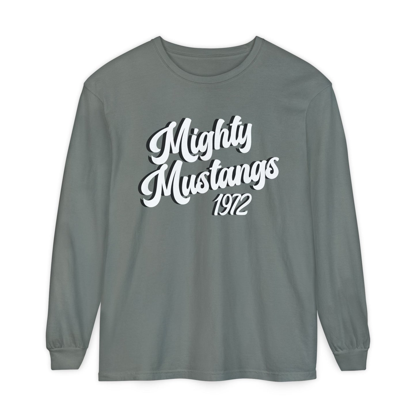 Mighty Mustangs 1972 Retro Shadowed Long Sleeve T-Shirt