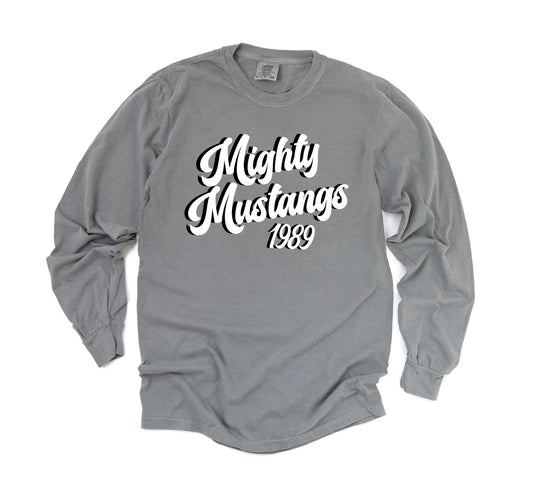 Mighty Mustangs 1989 Retro Shadowed Long Sleeve T-Shirt