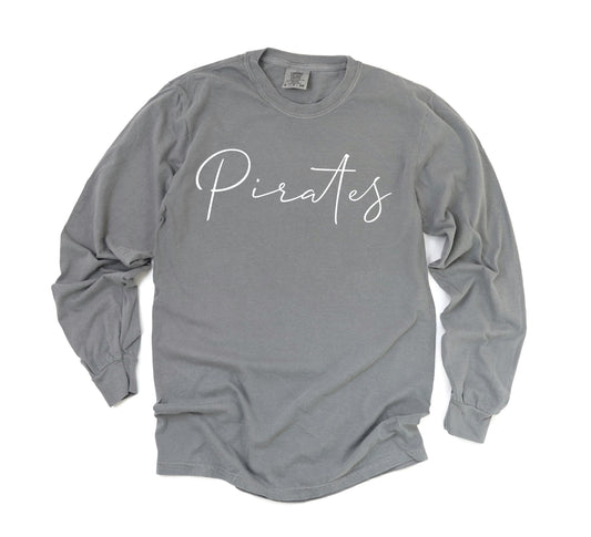 Pirates Cursive Long Sleeve T-Shirt