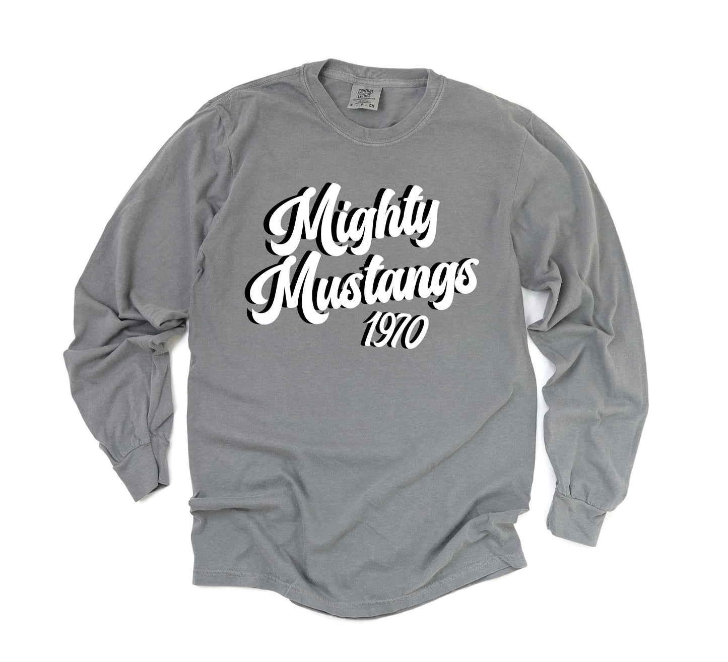 Mighty Mustangs 1970 Retro Shadowed Long Sleeve T-Shirt