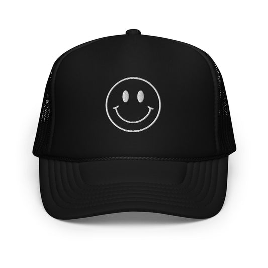 Smiley Embroidered Foam Trucker Hat