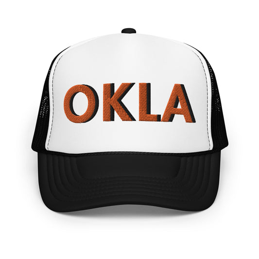 OKLA Bold Embroidered Foam Trucker Hat