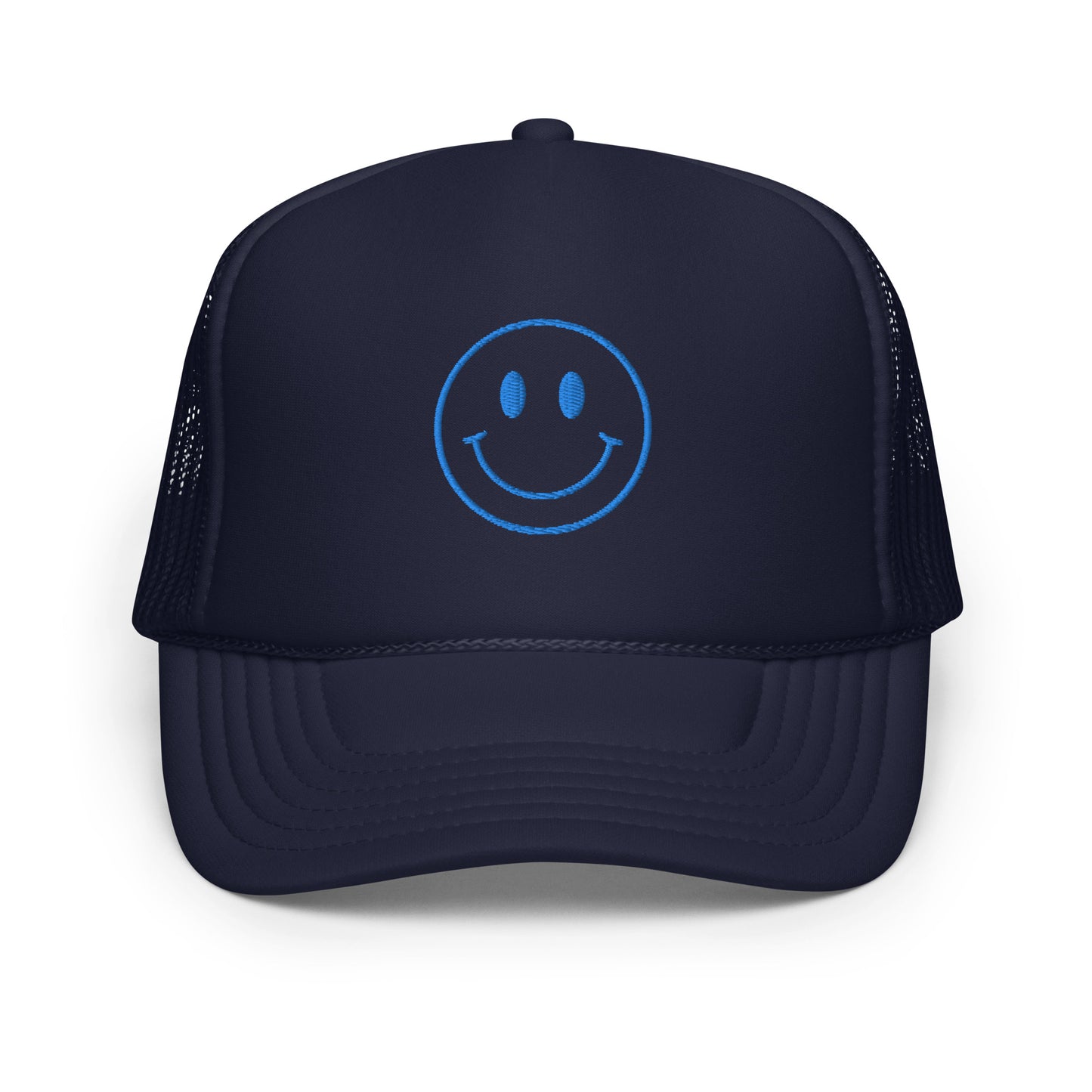 Smiley Embroidered Foam Trucker Hat