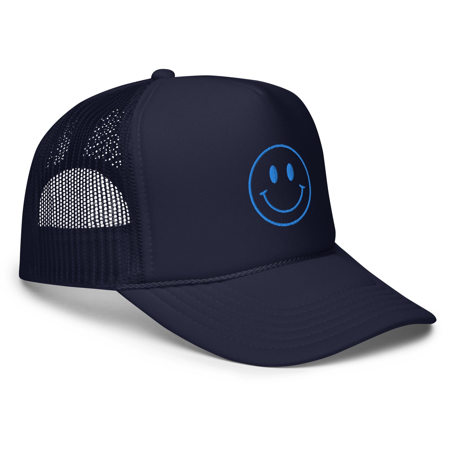 Smiley Embroidered Foam Trucker Hat