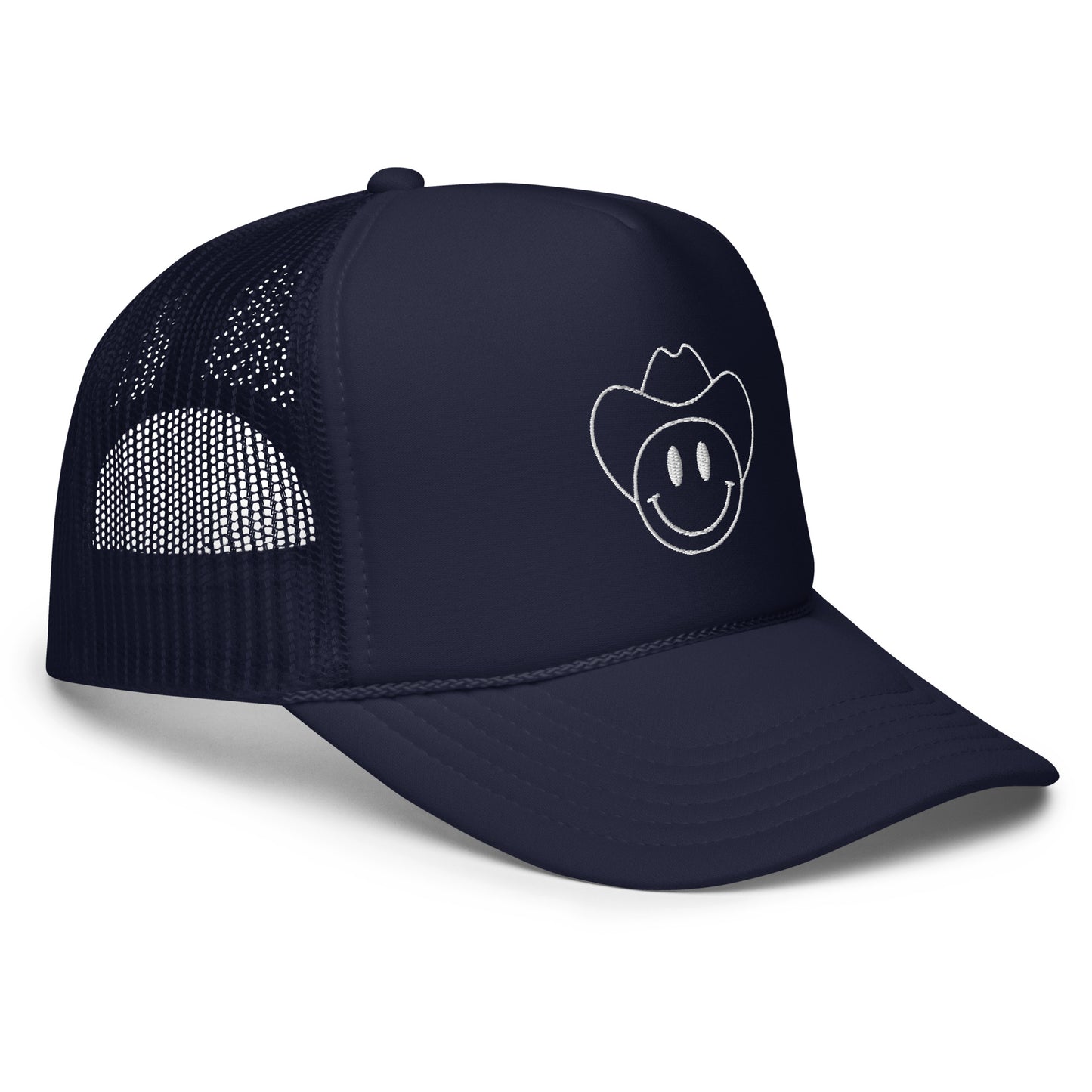 Smiley Cowboy Embroidered Foam Trucker Hat