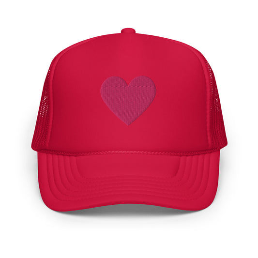 Heart Embroidered Foam Trucker